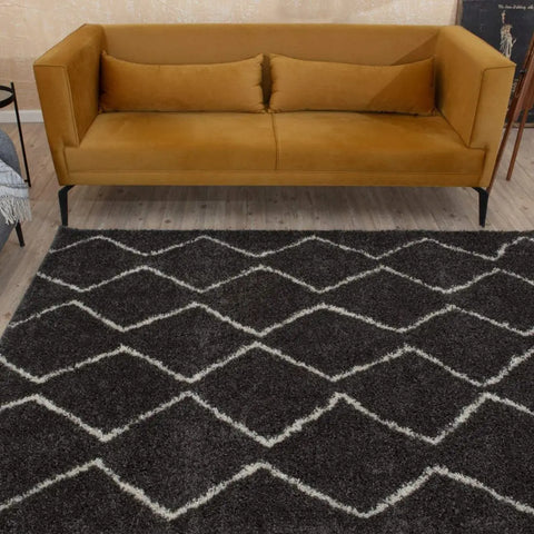 Moroccan Dark Grey Shaggy Rug | 840 - Rugs
