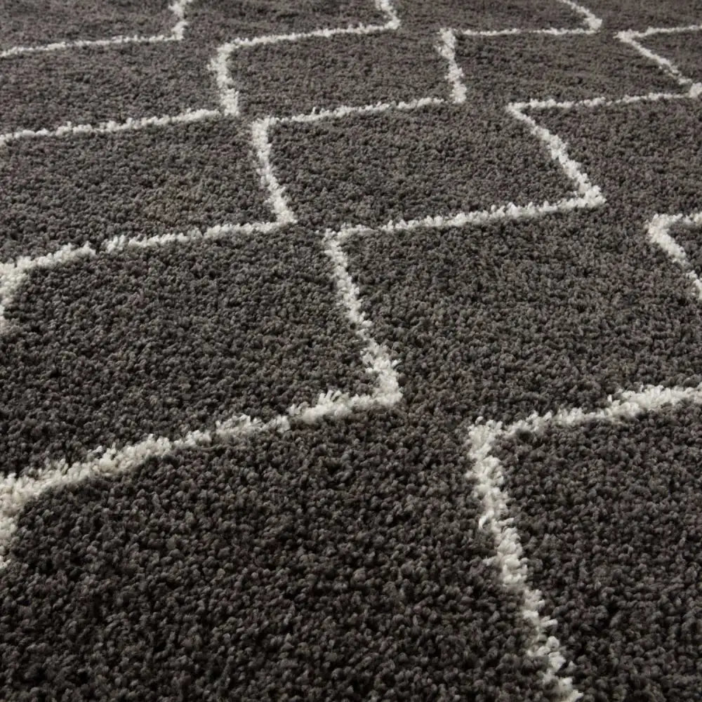 Moroccan Dark Grey Shaggy Rug | 840 - Rugs