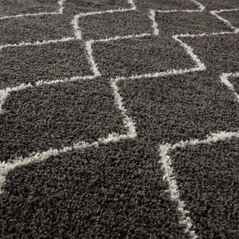 Moroccan Dark Grey Shaggy Rug | 840 - Rugs