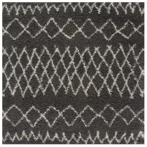 Moroccan Dark Grey Shaggy Rug | 940 - 120X120 cm - Rugs