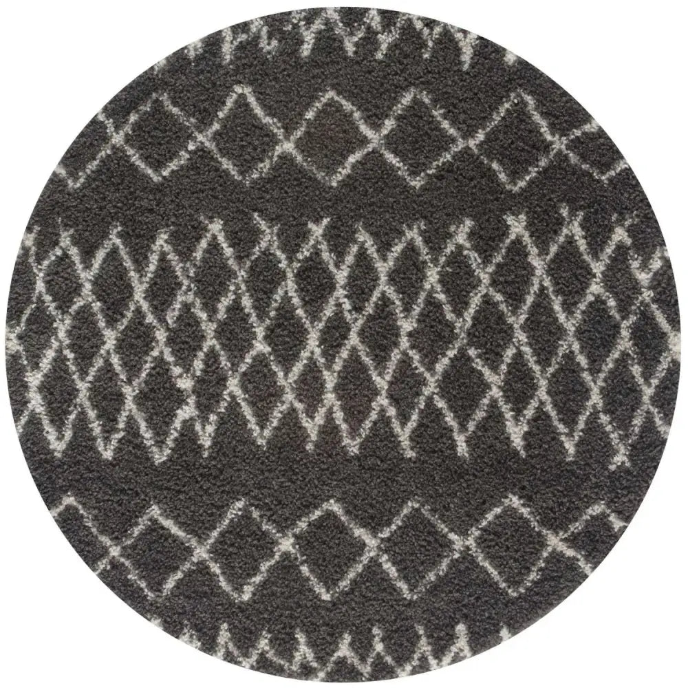 Moroccan Dark Grey Shaggy Rug | 940 - Ø 120 cm - Rugs