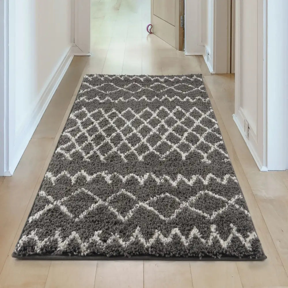 Moroccan Dark Grey Shaggy Rug | 940 - Rugs