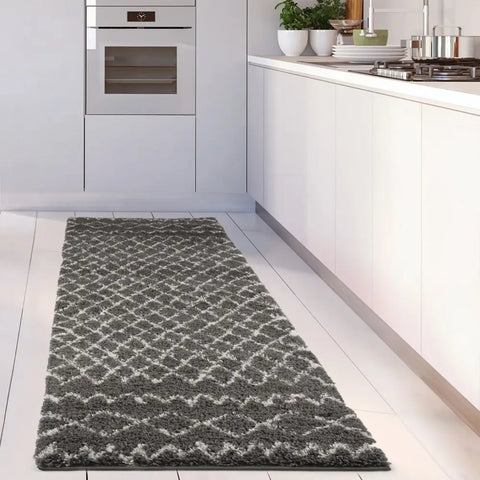 Moroccan Dark Grey Shaggy Rug | 940 - Rugs