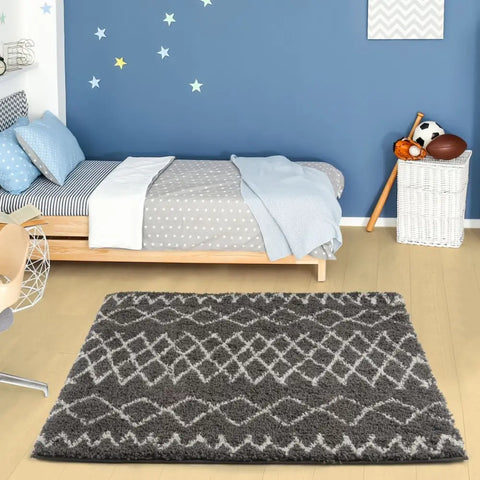 Moroccan Dark Grey Shaggy Rug | 940 - Rugs