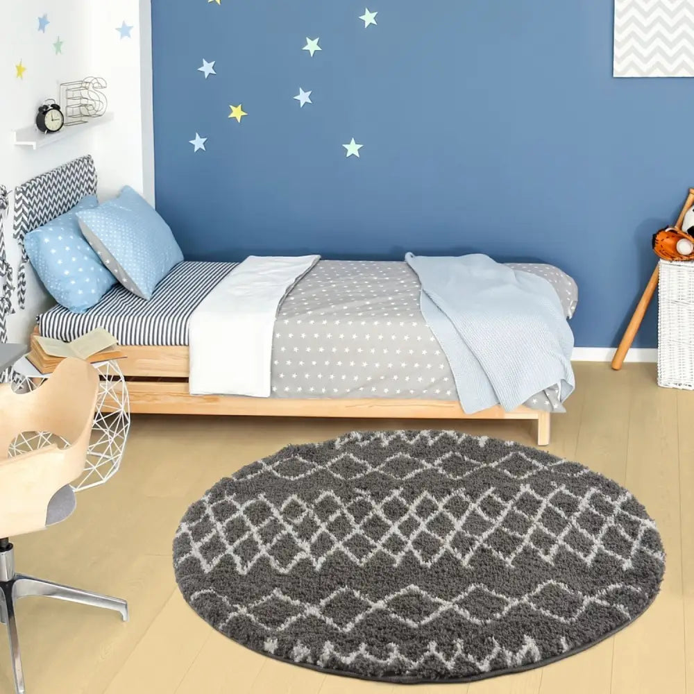 Moroccan Dark Grey Shaggy Rug | 940 - Rugs