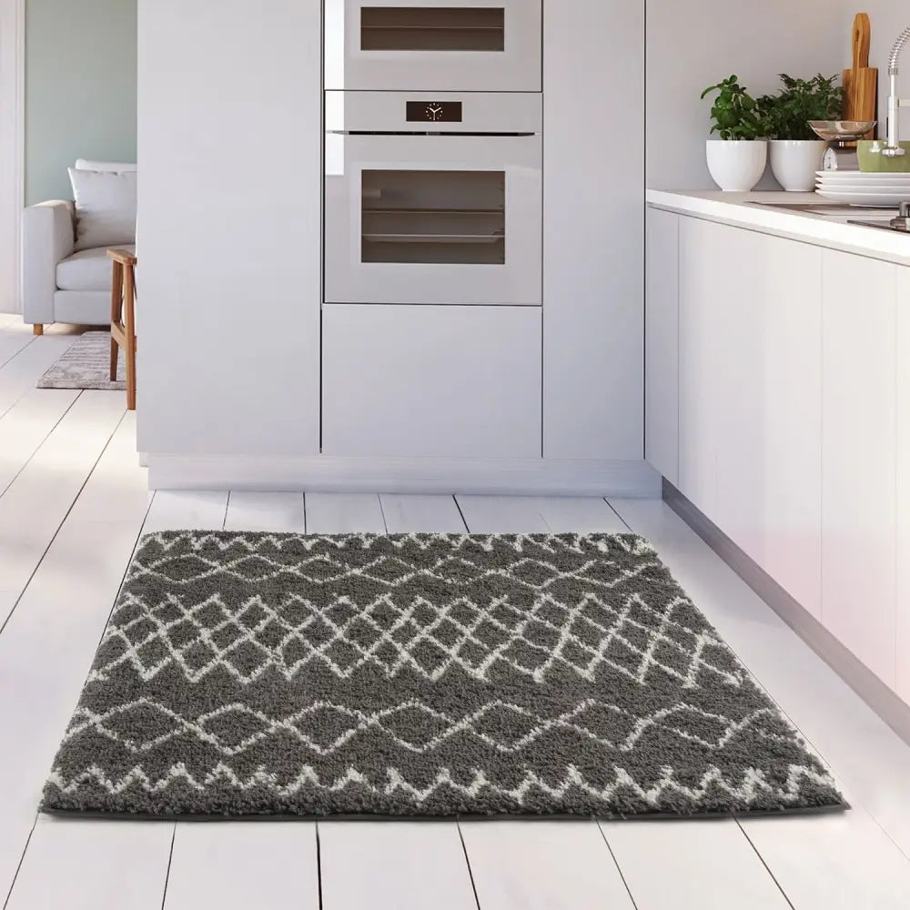 Moroccan Dark Grey Shaggy Rug | 940 - Rugs