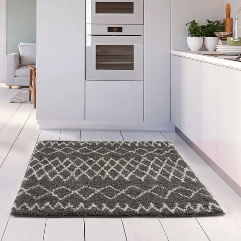 Moroccan Dark Grey Shaggy Rug | 940 - Rugs