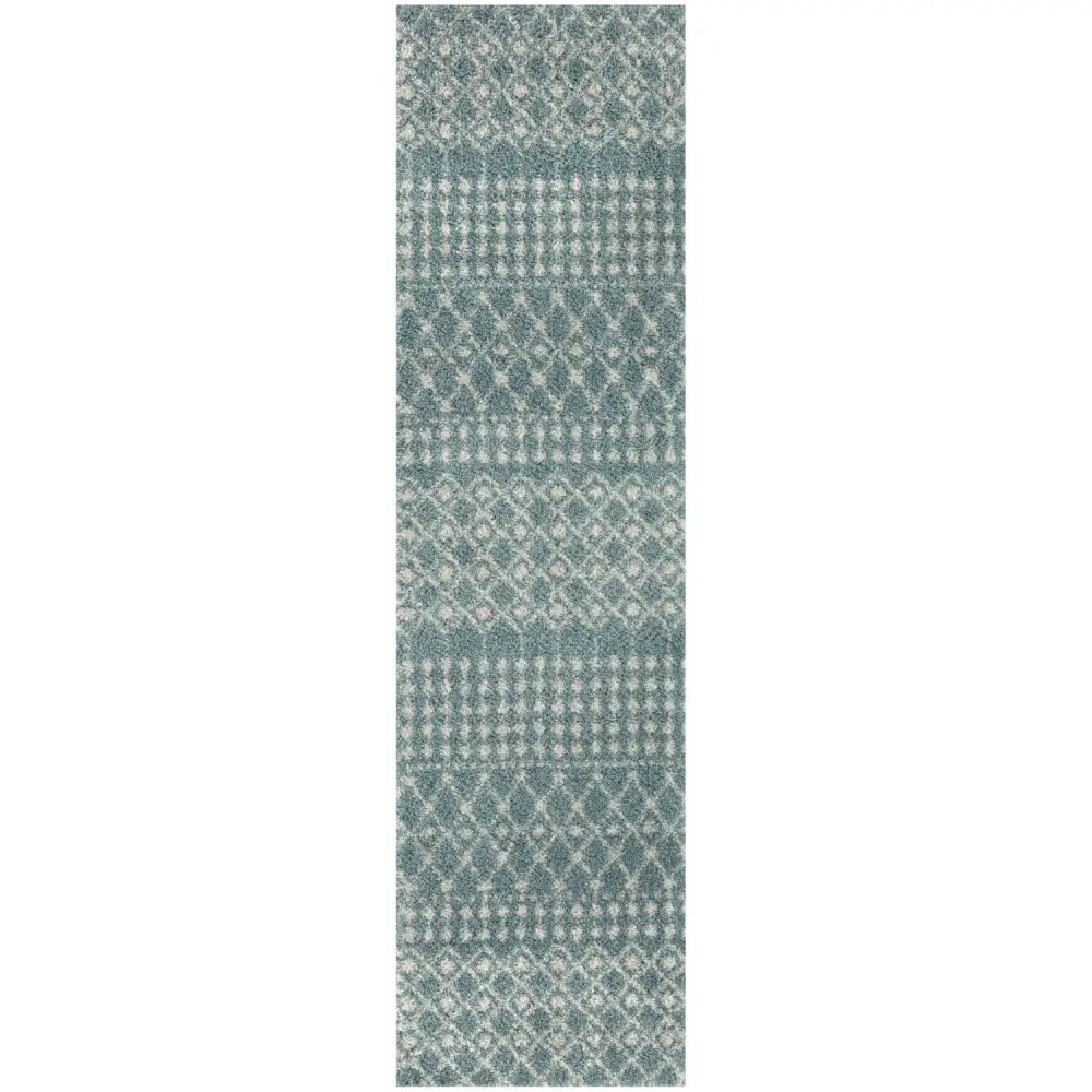 Moroccan Duck Egg Blue Shaggy Rug | 1050 - 80X300 cm - Rugs