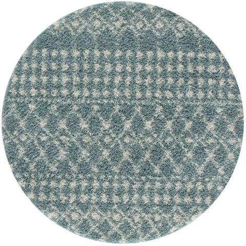 Moroccan Duck Egg Blue Shaggy Rug | 1050 - Ø 120 cm - Rugs