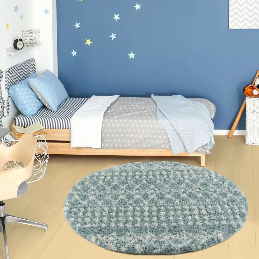 Moroccan Duck Egg Blue Shaggy Rug | 1050 - Rugs