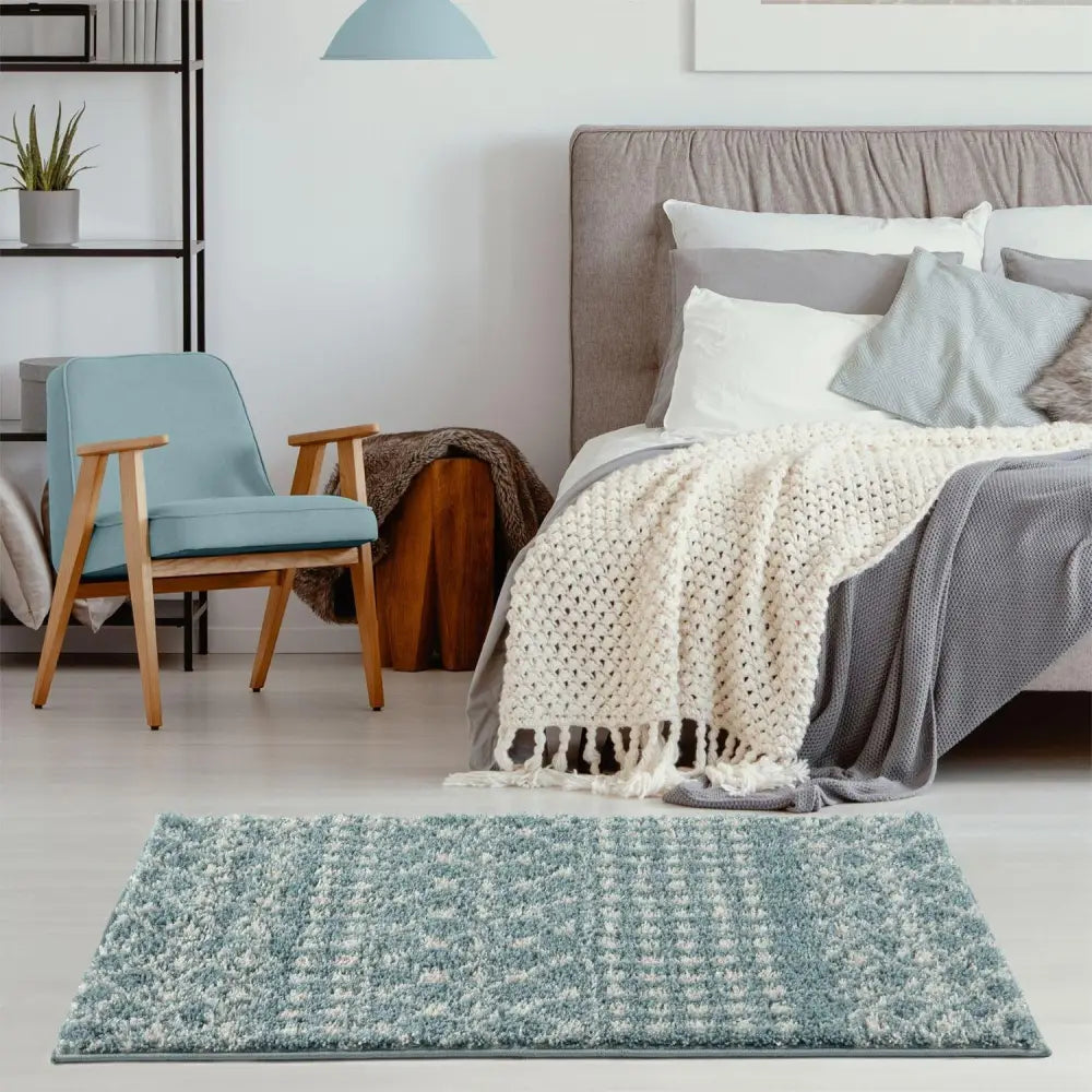 Moroccan Duck Egg Blue Shaggy Rug | 1050 - Rugs
