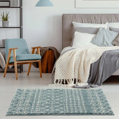 Moroccan Duck Egg Blue Shaggy Rug | 1050 - Rugs