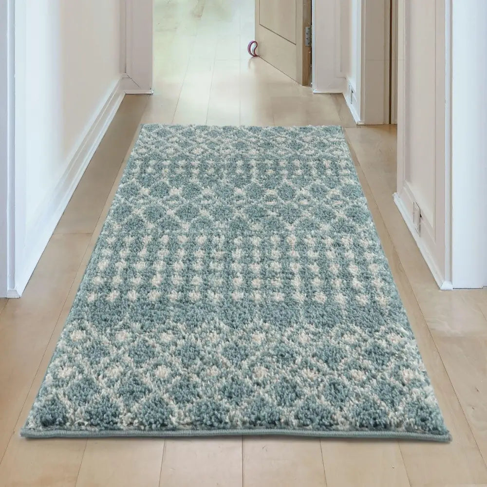 Moroccan Duck Egg Blue Shaggy Rug | 1050 - Rugs