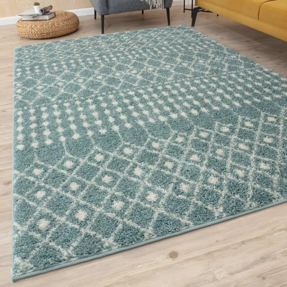 Moroccan Duck Egg Blue Shaggy Rug | 1050 - Rugs