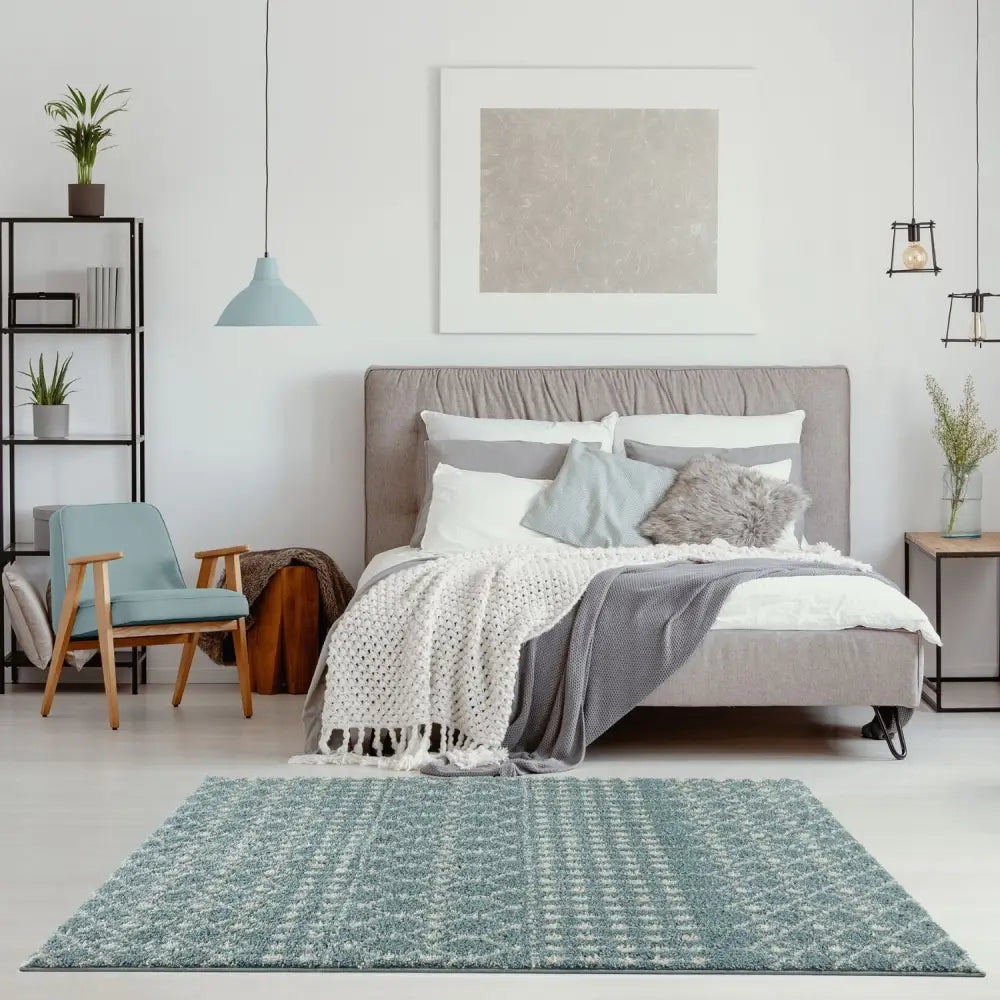 Moroccan Duck Egg Blue Shaggy Rug | 1050 - Rugs