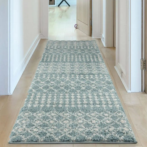 Moroccan Duck Egg Blue Shaggy Rug | 1050 - Rugs