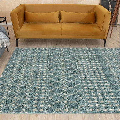 Moroccan Duck Egg Blue Shaggy Rug | 1050 - Rugs
