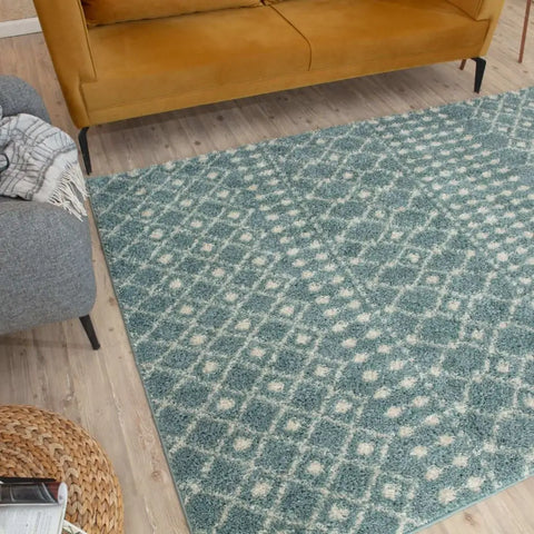Moroccan Duck Egg Blue Shaggy Rug | 1050 - Rugs