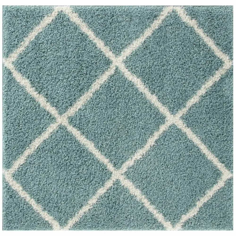 Moroccan Duck Egg Blue Shaggy Rug | 550 - 120X120 cm - Rugs
