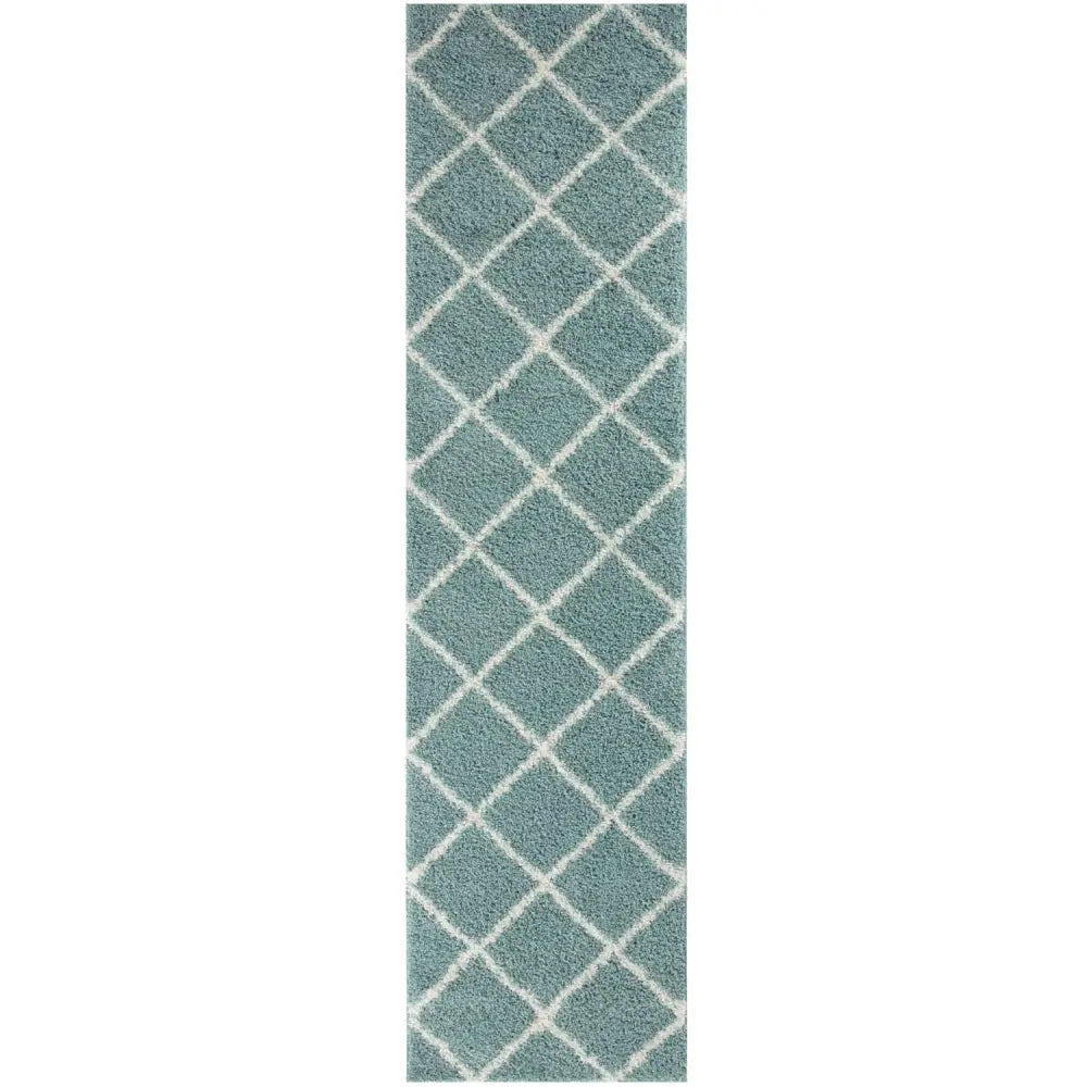 Moroccan Duck Egg Blue Shaggy Rug | 550 - 80X300 cm - Rugs