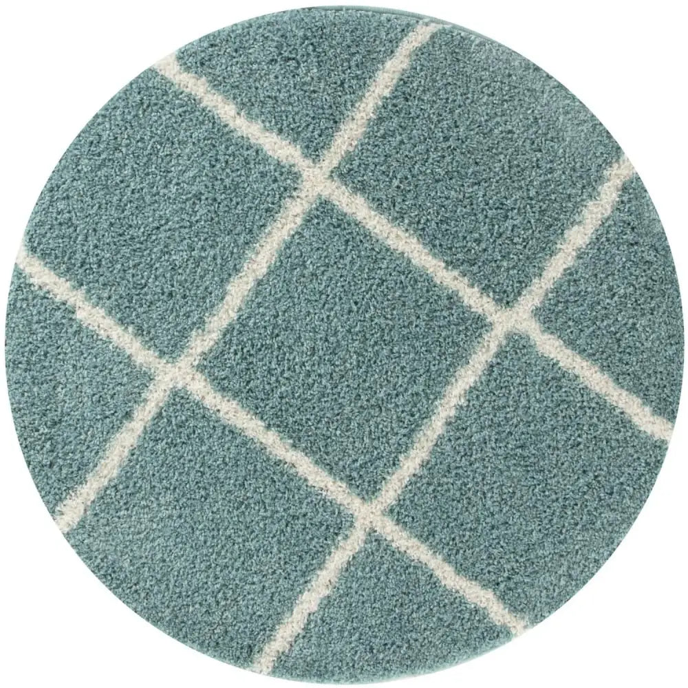 Moroccan Duck Egg Blue Shaggy Rug | 550 - Ø 120 cm - Rugs