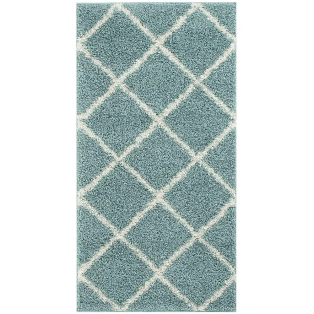 Moroccan Duck Egg Blue Shaggy Rug | 550 - Rugs