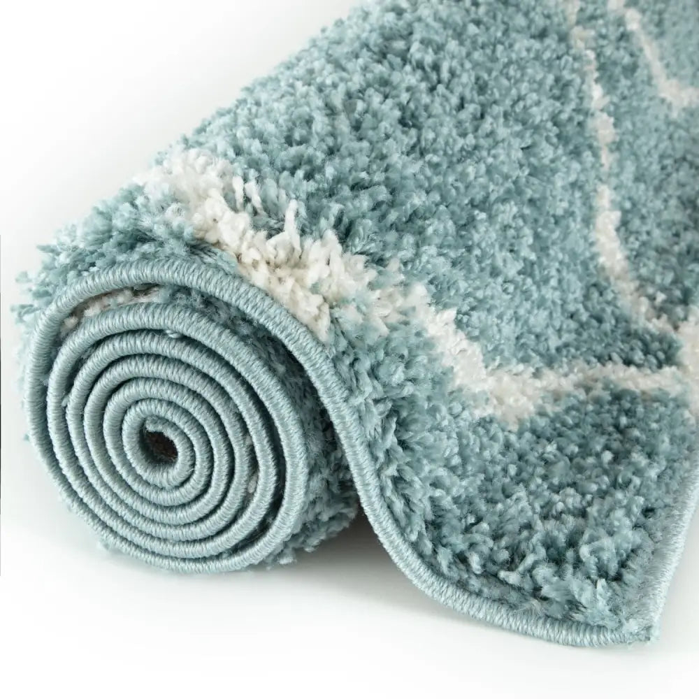 Moroccan Duck Egg Blue Shaggy Rug | 550 - Rugs