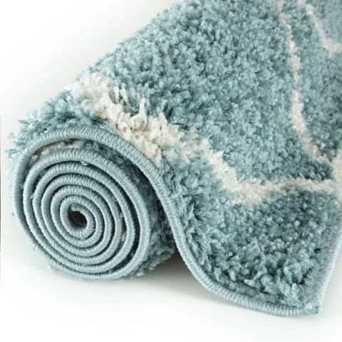 Moroccan Duck Egg Blue Shaggy Rug | 550 - Rugs