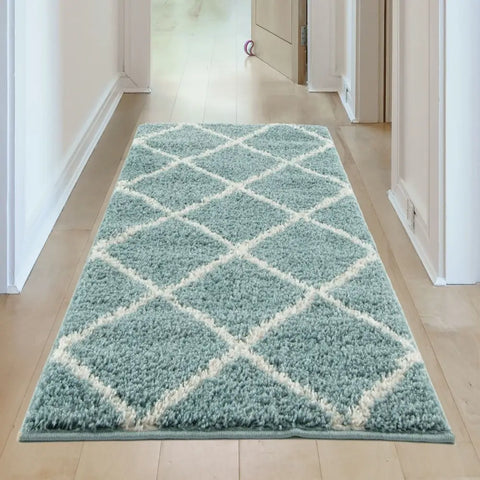 Moroccan Duck Egg Blue Shaggy Rug | 550 - Rugs