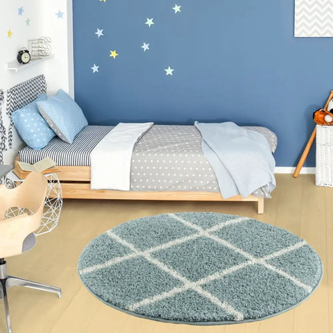 Moroccan Duck Egg Blue Shaggy Rug | 550 - Rugs