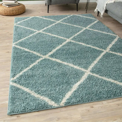 Moroccan Duck Egg Blue Shaggy Rug | 550 - Rugs