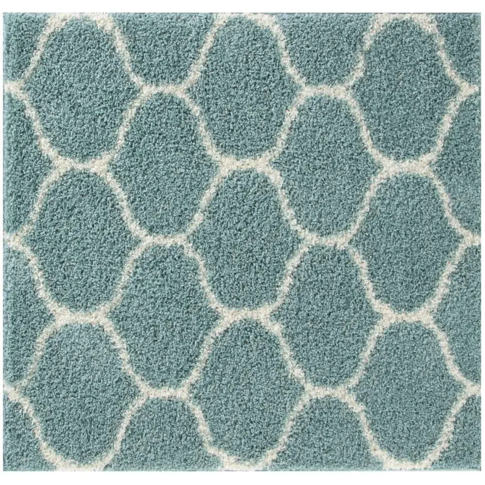 Moroccan Duck Egg Blue Shaggy Rug | 650 - 120X120 cm - Rugs