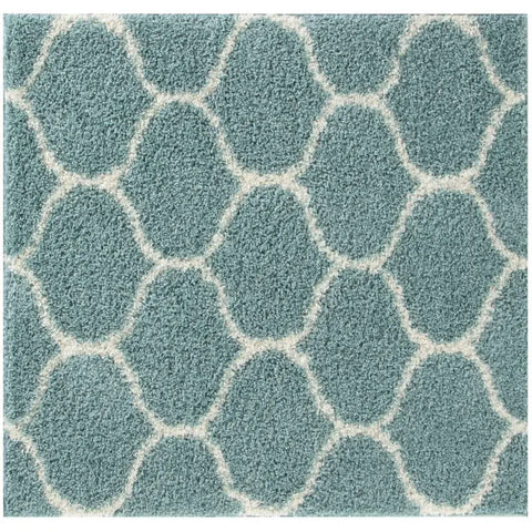 Moroccan Duck Egg Blue Shaggy Rug | 650 - 120X120 cm - Rugs