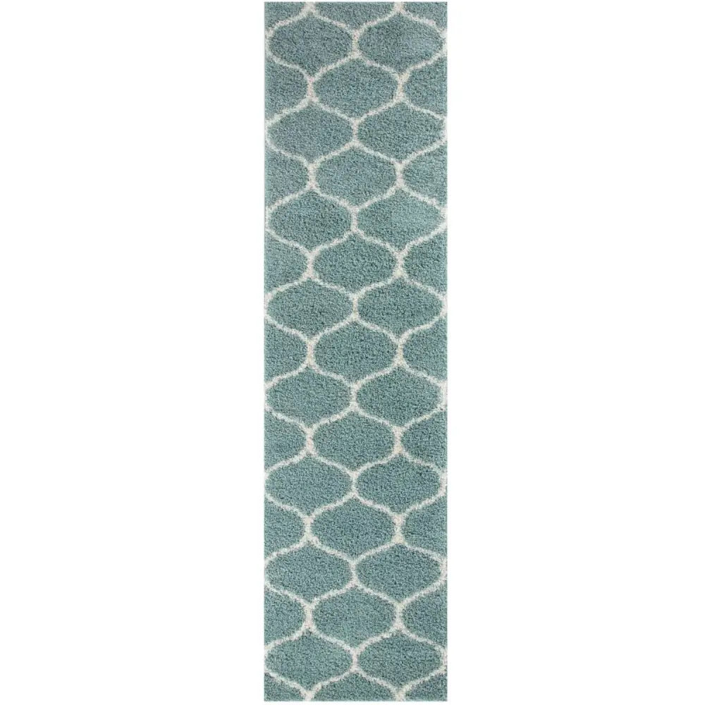 Moroccan Duck Egg Blue Shaggy Rug | 650 - 80X300 cm - Rugs
