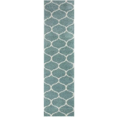 Moroccan Duck Egg Blue Shaggy Rug | 650 - 80X300 cm - Rugs