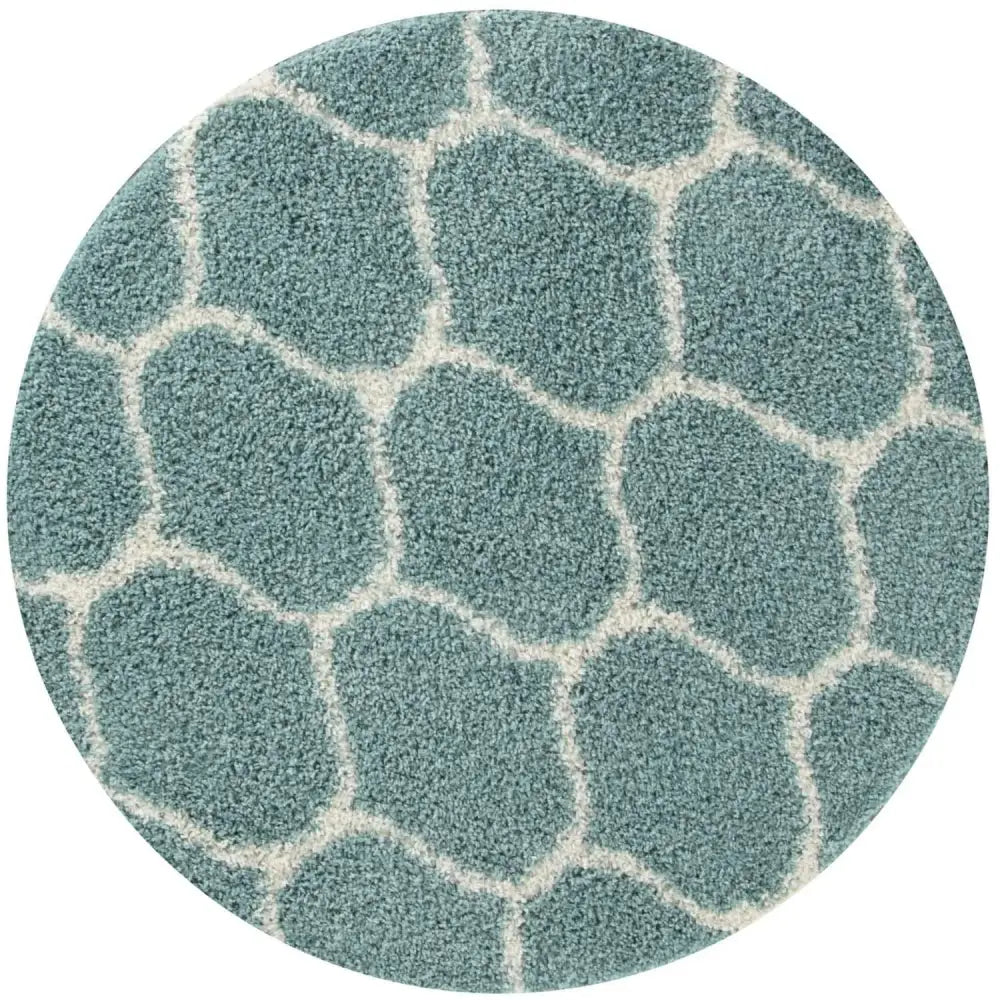 Moroccan Duck Egg Blue Shaggy Rug | 650 - Ø 120 cm - Rugs