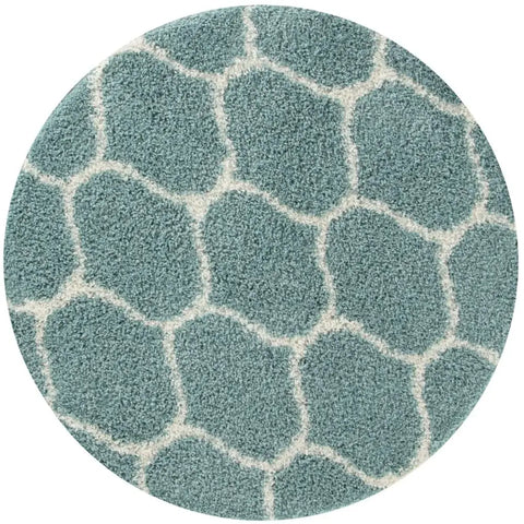 Moroccan Duck Egg Blue Shaggy Rug | 650 - Ø 120 cm - Rugs