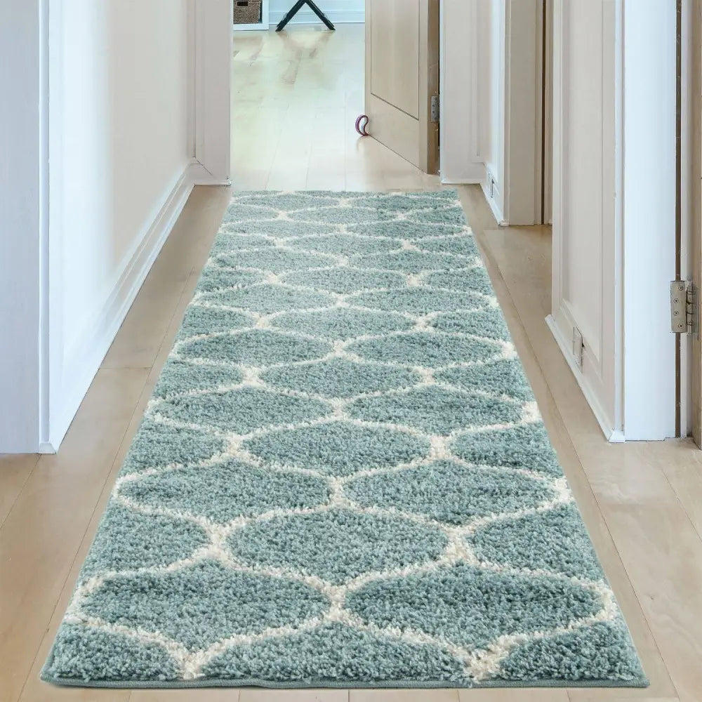 Moroccan Duck Egg Blue Shaggy Rug | 650 - Rugs