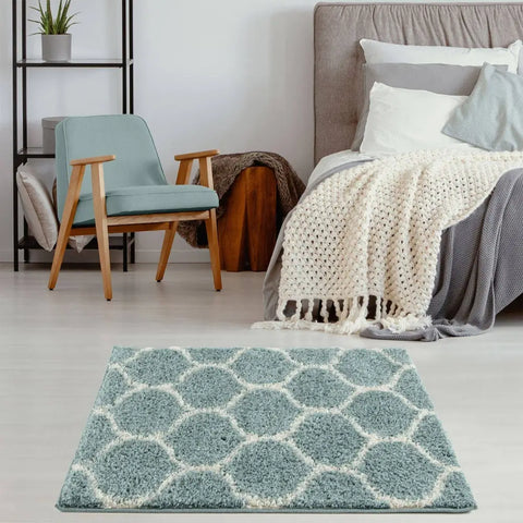 Moroccan Duck Egg Blue Shaggy Rug | 650 - Rugs