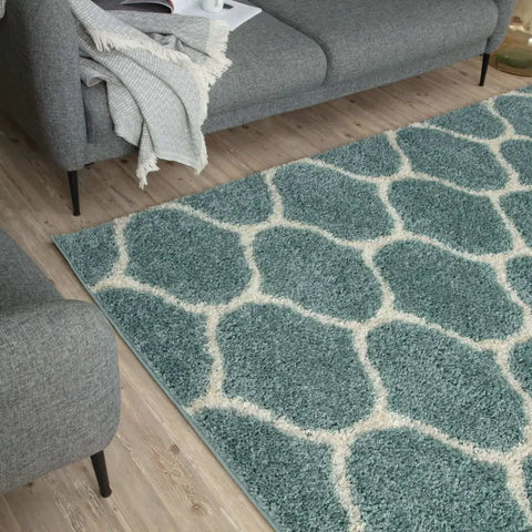 Moroccan Duck Egg Blue Shaggy Rug | 650 - Rugs