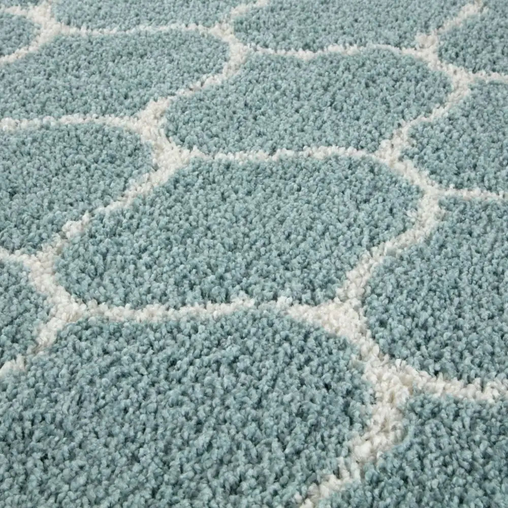 Moroccan Duck Egg Blue Shaggy Rug | 650 - Rugs