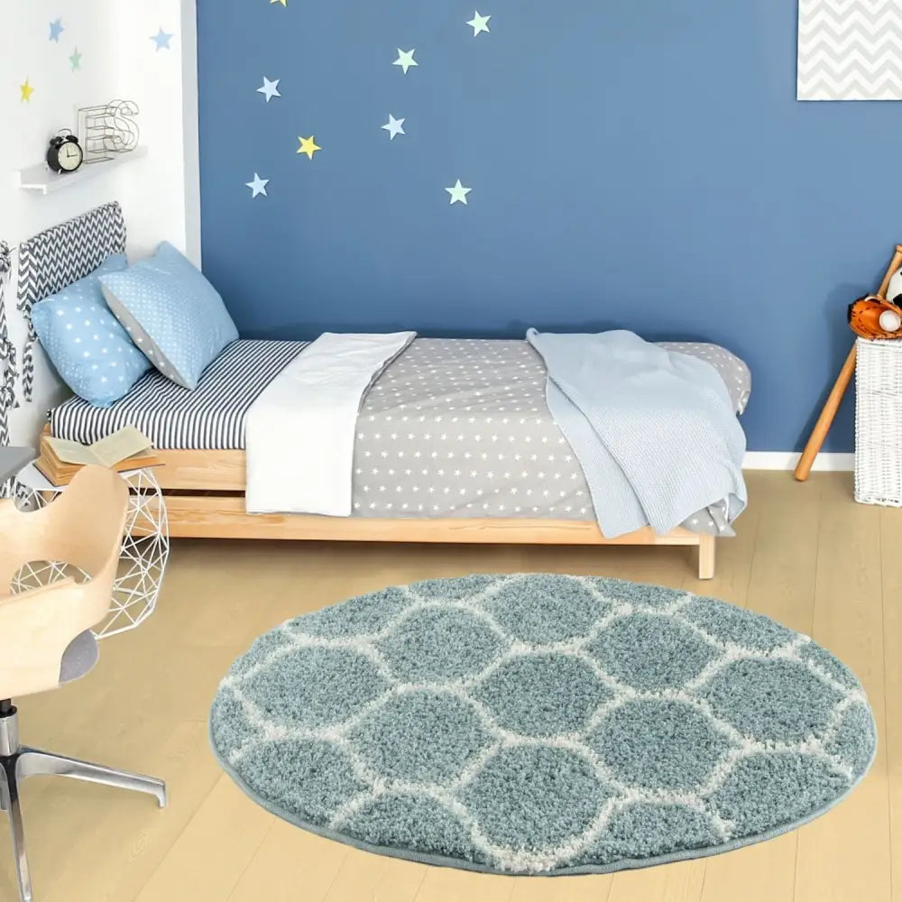 Moroccan Duck Egg Blue Shaggy Rug | 650 - Rugs