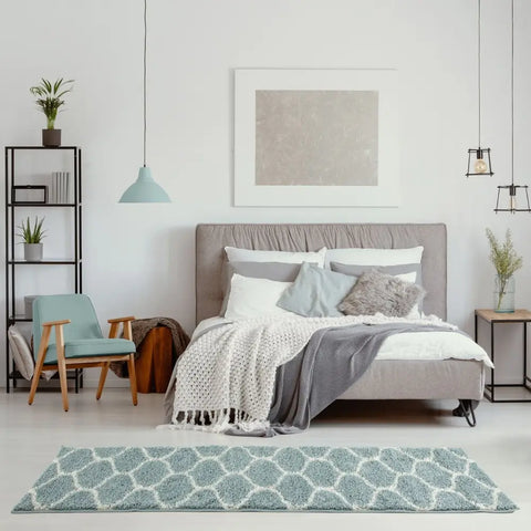 Moroccan Duck Egg Blue Shaggy Rug | 650 - Rugs