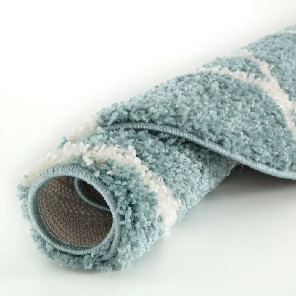 Moroccan Duck Egg Blue Shaggy Rug | 650 - Rugs