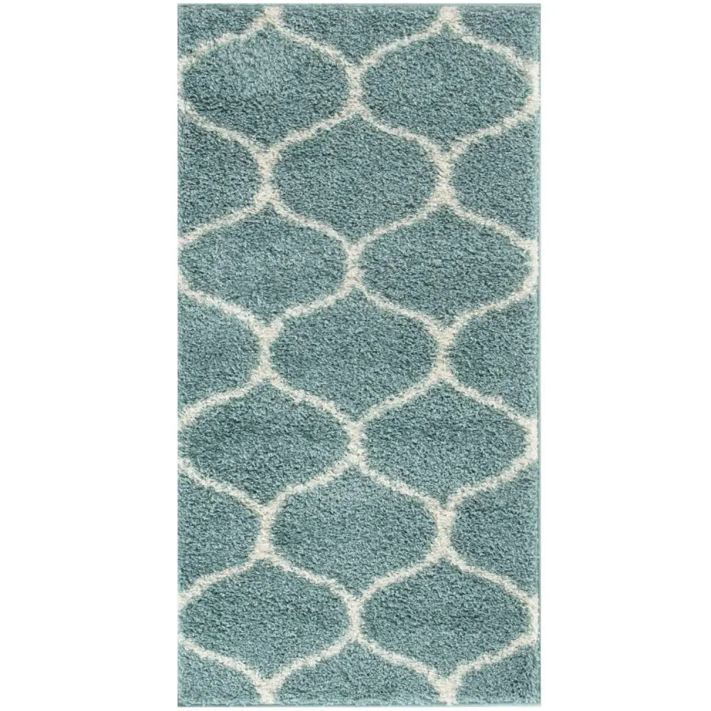 Moroccan Duck Egg Blue Shaggy Rug | 650 - Rugs