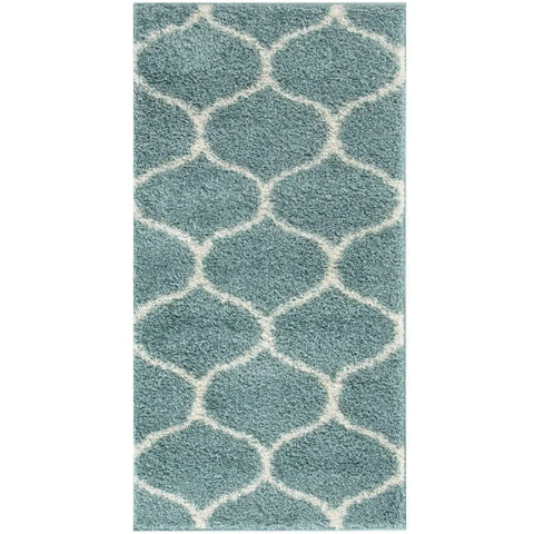 Moroccan Duck Egg Blue Shaggy Rug | 650 - Rugs