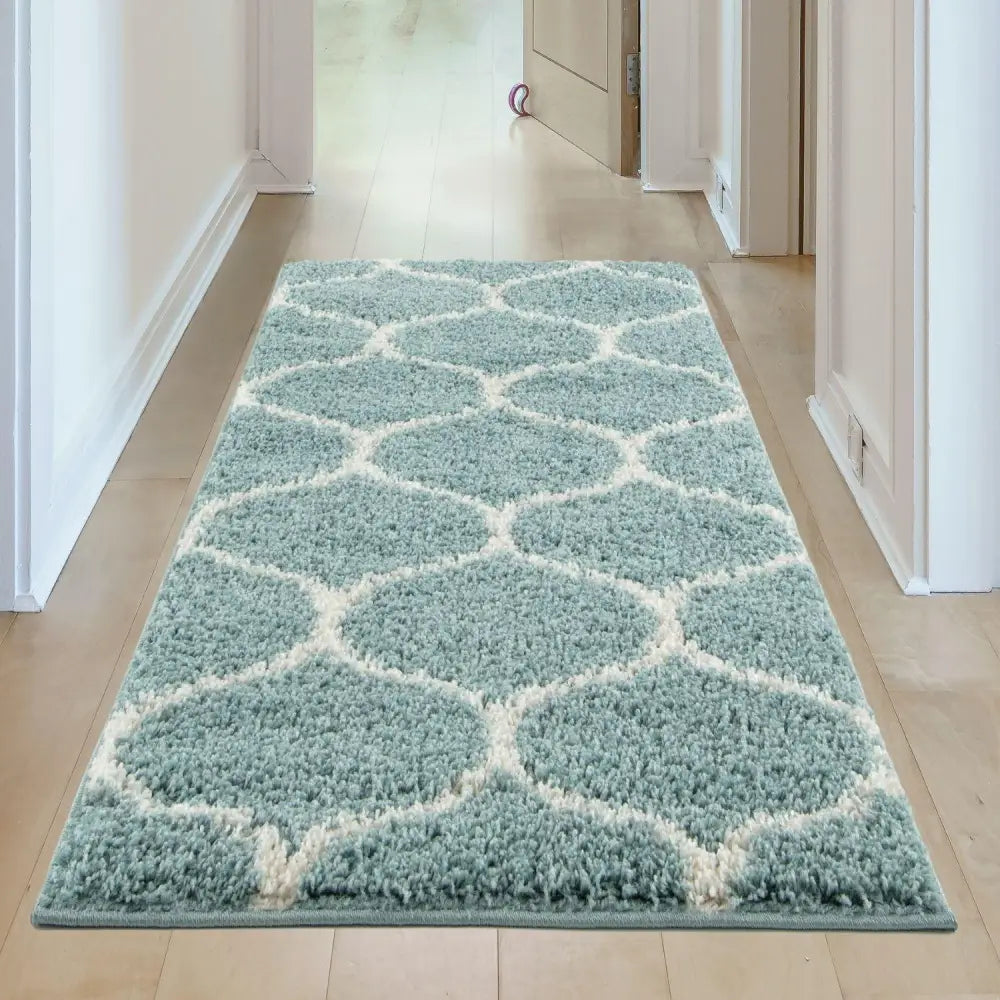 Moroccan Duck Egg Blue Shaggy Rug | 650 - Rugs