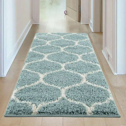 Moroccan Duck Egg Blue Shaggy Rug | 650 - Rugs