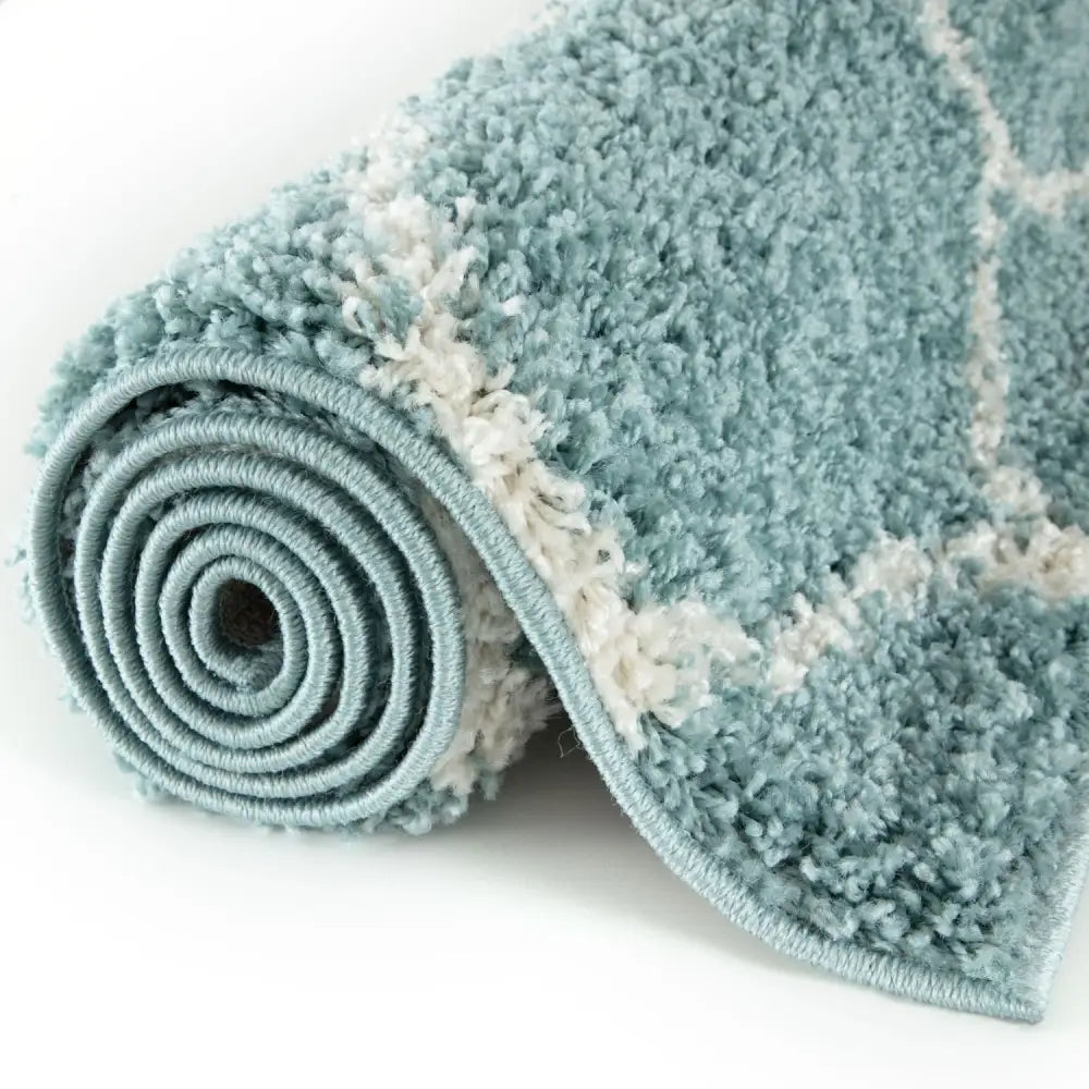 Moroccan Duck Egg Blue Shaggy Rug | 650 - Rugs
