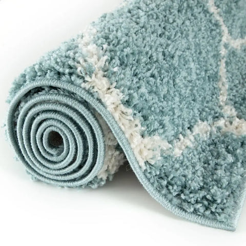 Moroccan Duck Egg Blue Shaggy Rug | 650 - Rugs